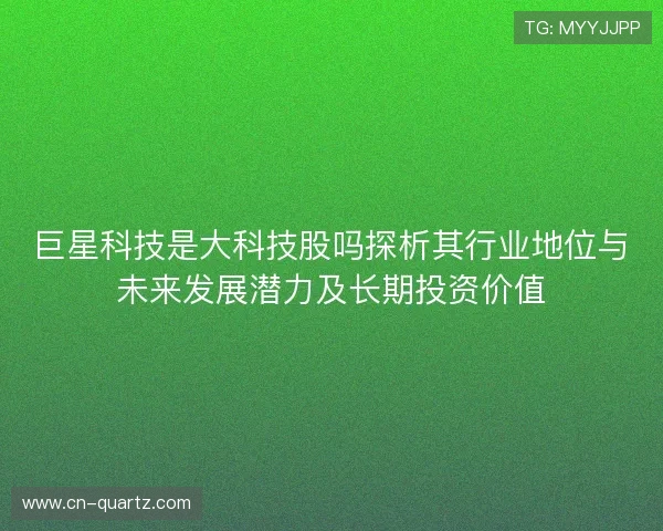 巨星科技是大科技股吗探析其行业地位与未来发展潜力及长期投资价值